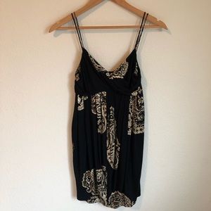 Rubber Ducky black and gold foil print mini dress